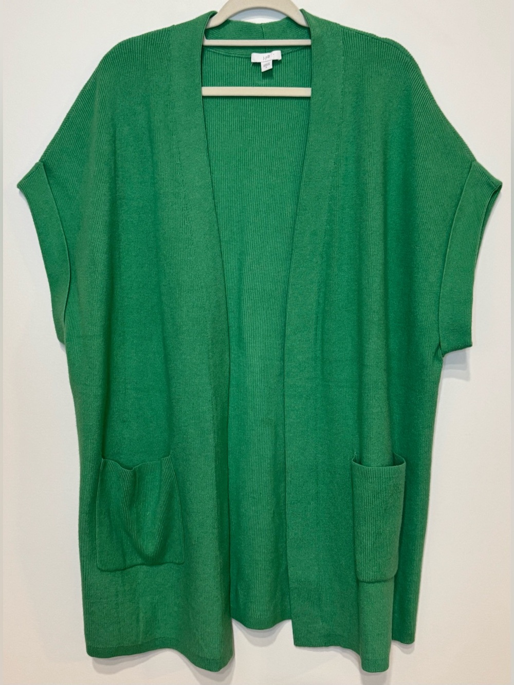 J. Jill Women’s Cotton Blend Green Open-Front Long Sweater Cardigan Size L